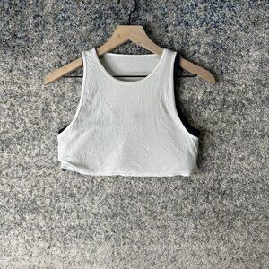 Set Active Crop Tank Top Womens Large White Sportbody Ribbed Sleeveless Athletic